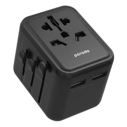 PORODO DUAL PORT UNIVERSAL FAST CHQRGER -  محول السفر العالمي بمنفذين من بورودو